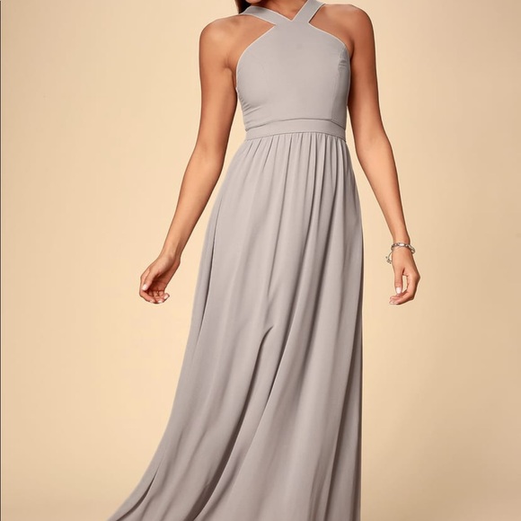 Lulus Dresses & Skirts - Air of Romance Grey Maxi Dress